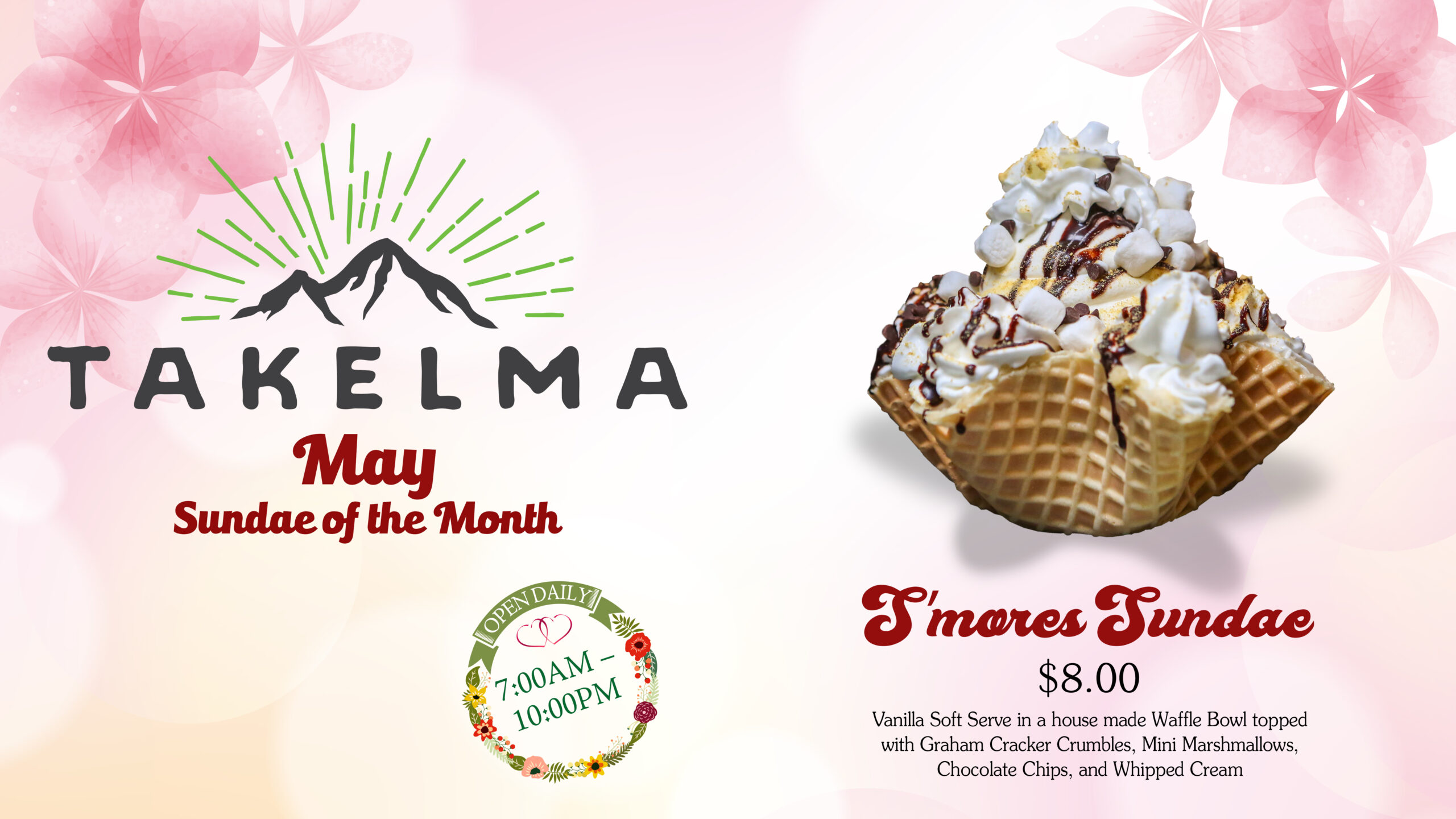 Takelma Cafe Inside Seven Feathers Casino Offers Ice Cream Sundae Specials Every Month in Canyonville Oregon