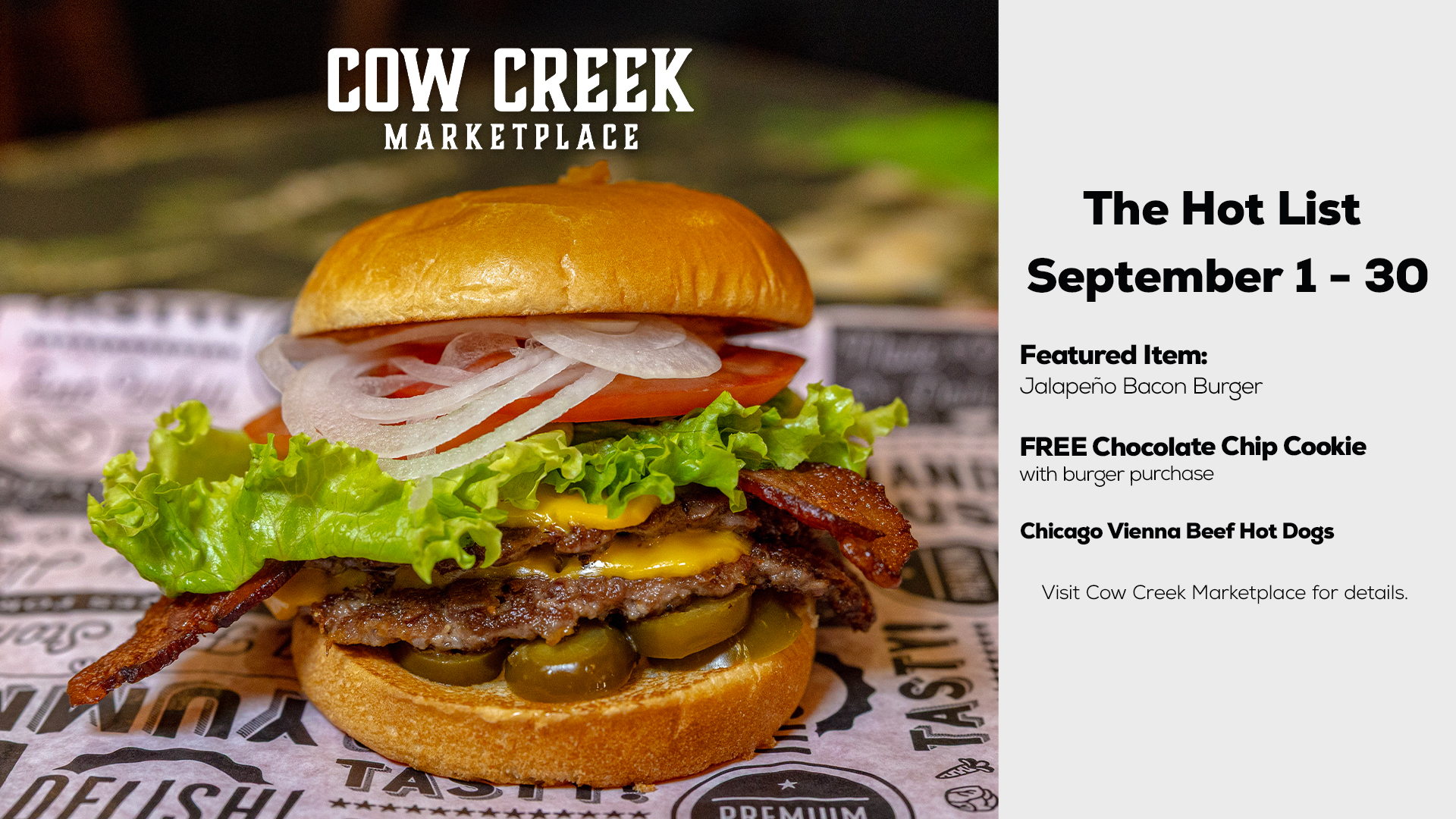The Cow Creek Marketplace Featured Item For September Is A Jalapeno Bacon Burger