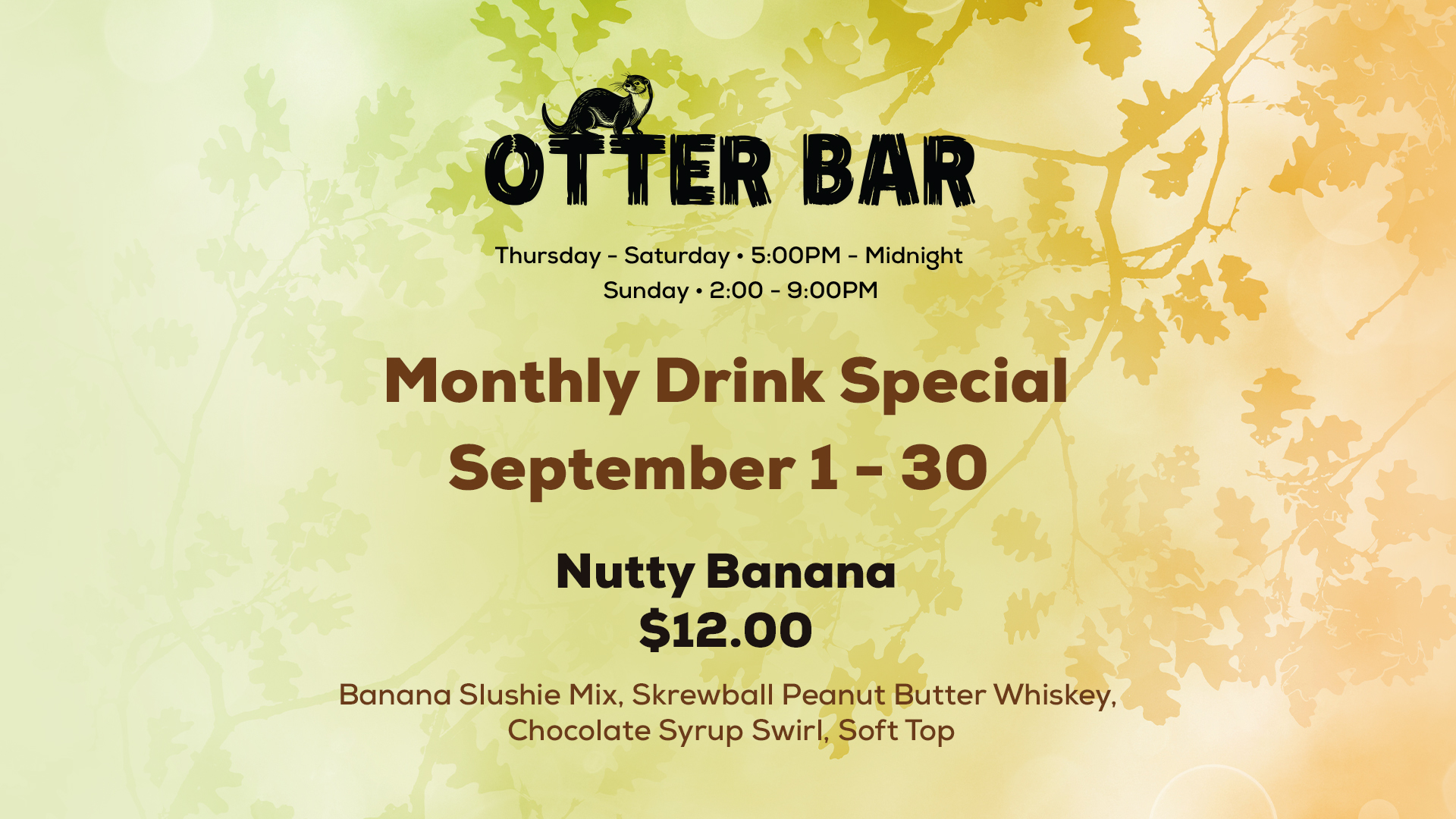Enjoy a Banana Slushie At Otter Bar This September Inside Seven Feathers Casino Resort