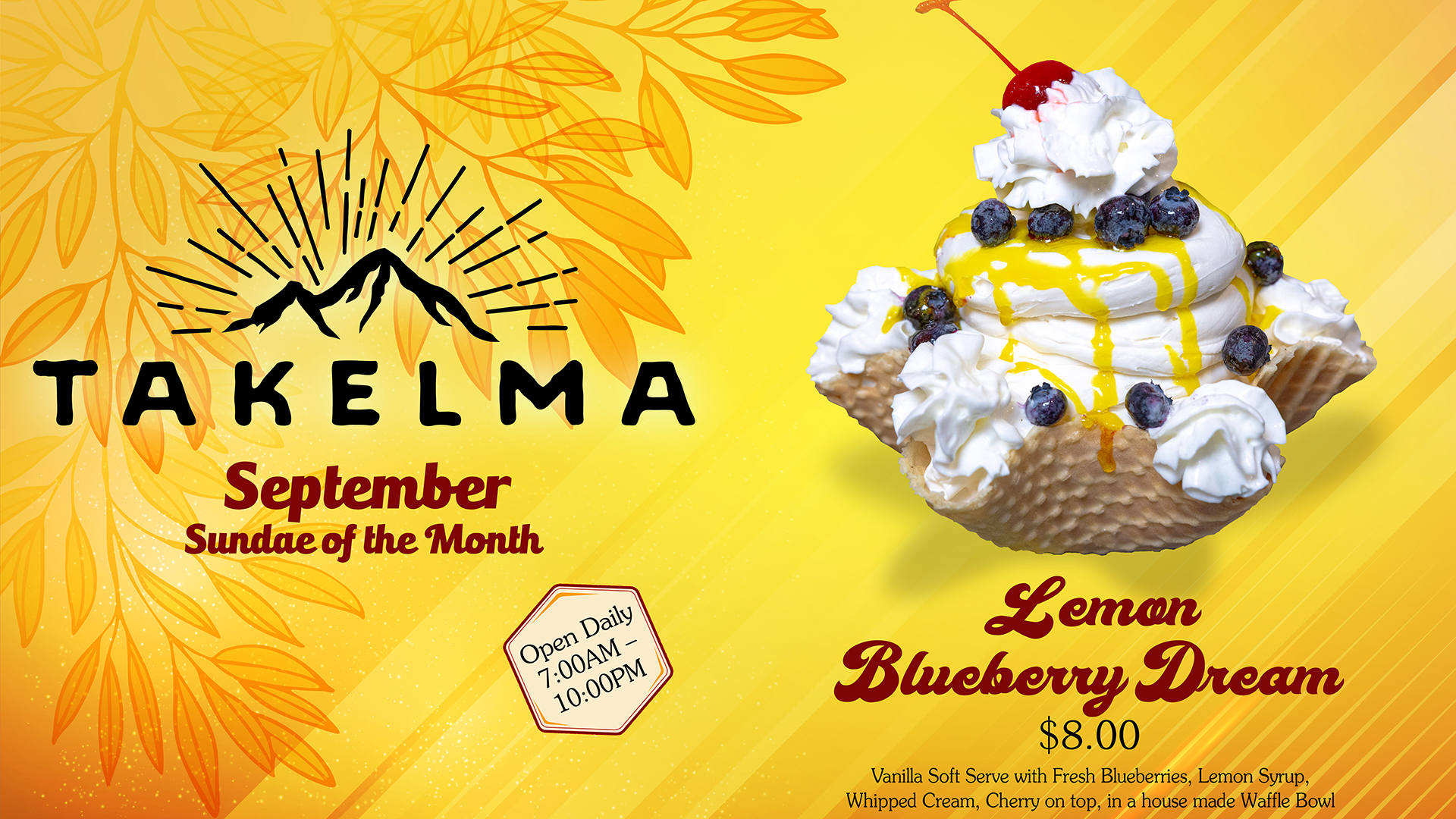 Enjoy a Lemon Blueberry Dream Sundae At Taklema inside Seven Feathers Casino Resort