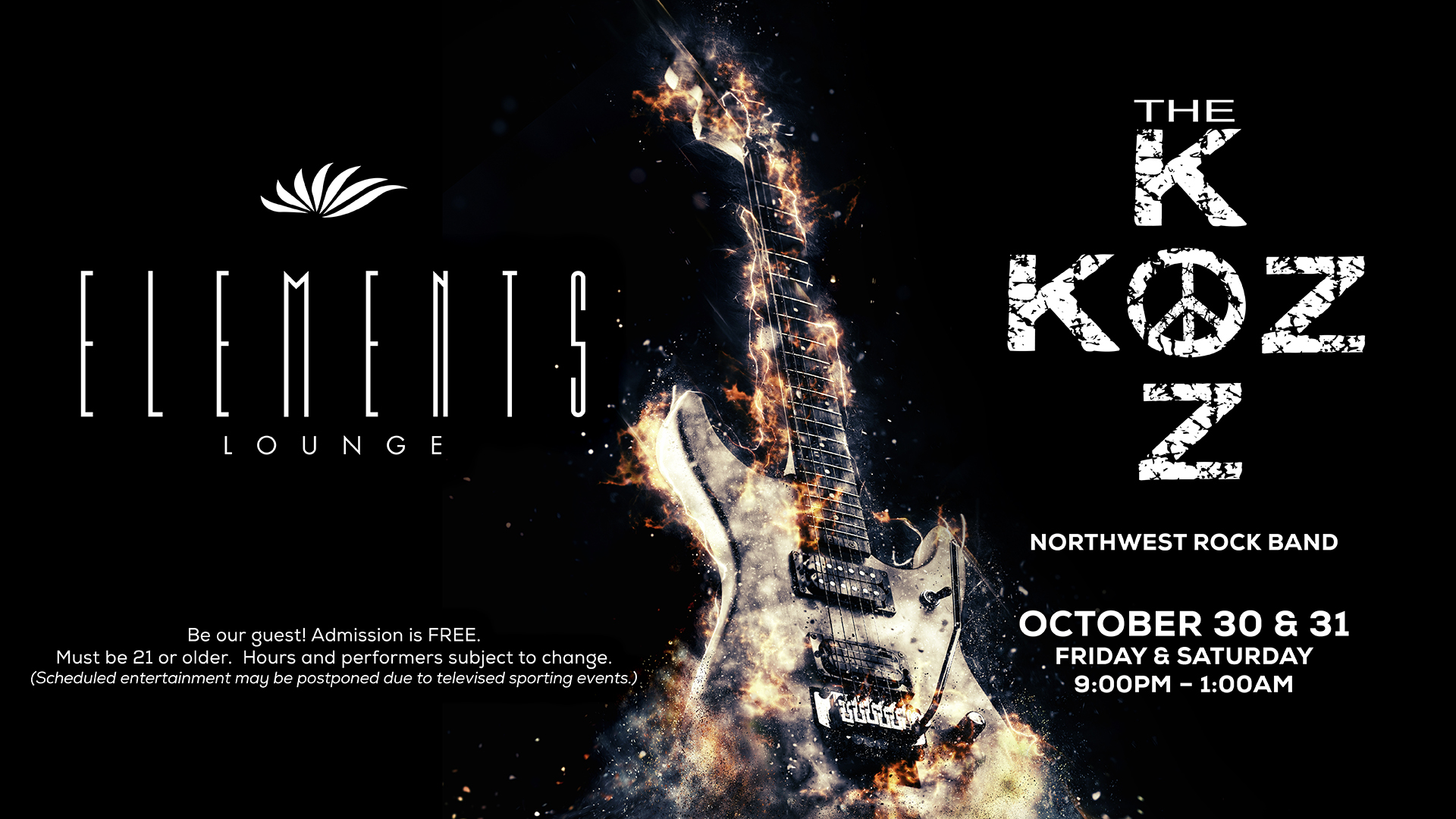 The KOZ performs live at Seven Feathers Casino in Canyonville, Oregon on October 30 and 31 9:00PM